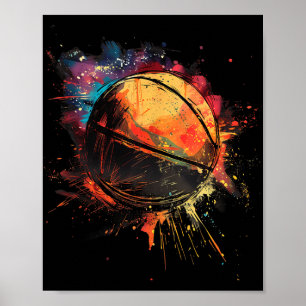 Basketball-Wasserfarbenball-Basketballspieler Zeic Poster