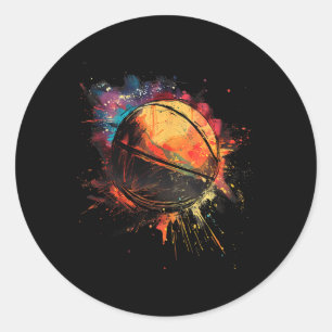 Basketball-Wasserfarbenball-Basketballspieler Zeic Runder Aufkleber