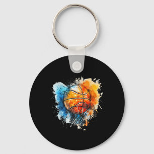 Basketball Wasserfarbenfroh Zeichnend Basketball Schlüsselanhänger