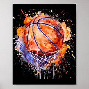 Basketball Wasserfarbenspiel Basketball Hoop Cola Poster