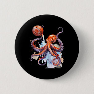 Basketball Watercolor Basketball Basketball Artwor Button