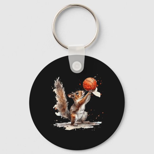 Basketball Watercolor Squirrel Basketball Lover Bb Schlüsselanhänger (Vorderseite)