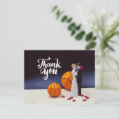 Basketball Wedding Vielen Dank Postkarte (Stehend Vorderseite)