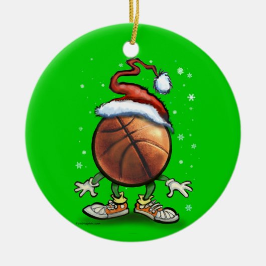 Basketball-Weihnachten Keramikornament (Vorne)