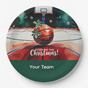 Basketball Weihnachten mit dem Namen Ihres Teams t Pappteller