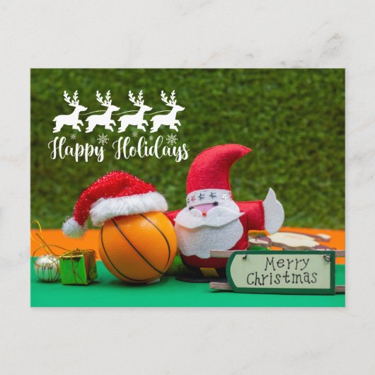 Basketball Weihnachten mit Weihnachtskarte Postkarte (Vorderseite)