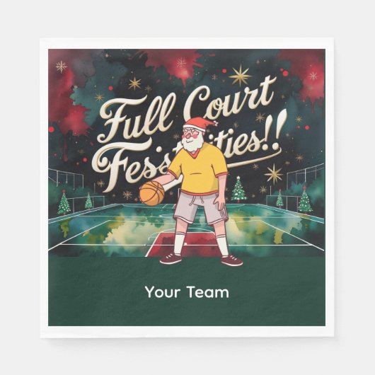 Basketball Weihnachten Thema mit Name Serviette (Vorderseite)