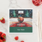 Basketball Weihnachten Thema mit Name Serviette (Beispiel)