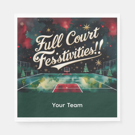 Basketball Weihnachten Thema mit Name Serviette (Vorderseite)