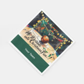 Basketball Weihnachten Thema mit Name Serviette (Ecke)