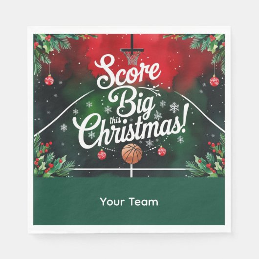 Basketball Weihnachten Thema mit Name Serviette (Vorderseite)