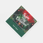 Basketball Weihnachten Thema mit Name Serviette (Ecke)