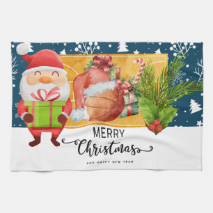 Basketball Weihnachten Thema mit Tier Geschirrtuch
