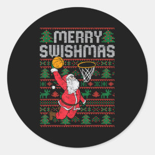 Basketball Weihnachten Weihnachten Weihnachtsmanns Runder Aufkleber