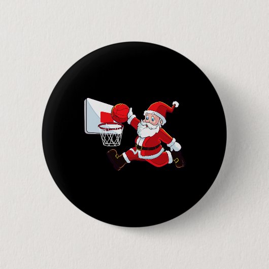 Basketball Weihnachten Weihnachtsmann Slam Dunk Me Button (Vorderseite)