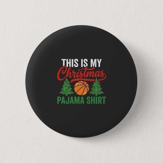Basketball-Weihnachts-Pyjama-Shirt Button (Vorderseite)
