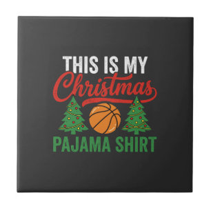 Basketball-Weihnachts-Pyjama-Shirt Fliese