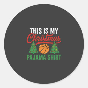 Basketball-Weihnachts-Pyjama-Shirt Runder Aufkleber