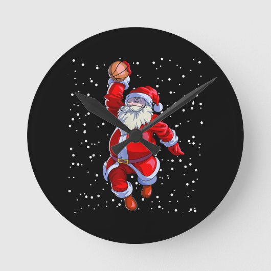 Basketball Weihnachts-Shirt Männer Boys Basketball Runde Wanduhr (Vorderseite)