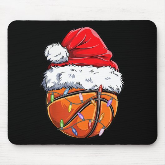 Basketball Weihnachts-Weihnachtsmannmütze - Spaß B Mousepad (Vorne)