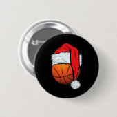 Basketball Weihnachtsball Weihnachtsmannmütze Weih Button (Vorne & Hinten)