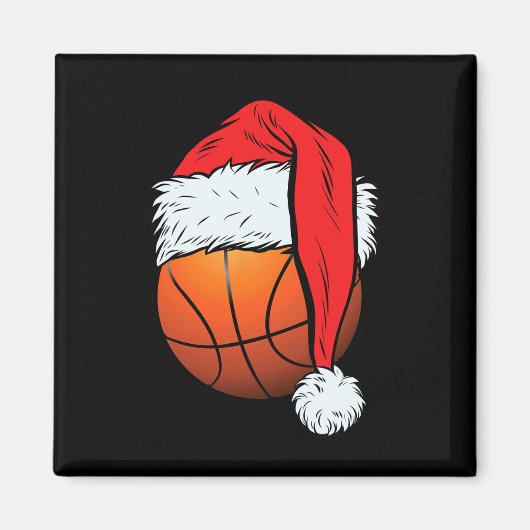 Basketball Weihnachtsball Weihnachtsmannmütze Weih Magnet (Vorne)