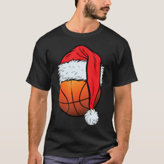 Basketball Weihnachtsball Weihnachtsmannmütze Weih T-Shirt
