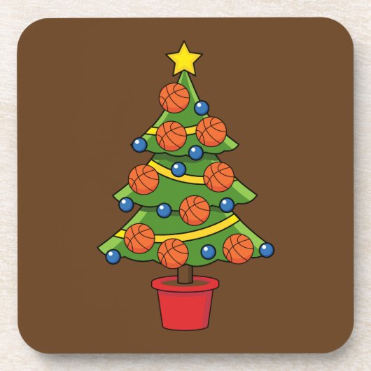 Basketball Weihnachtsbaum Getränkeuntersetzer (Vorderseite)