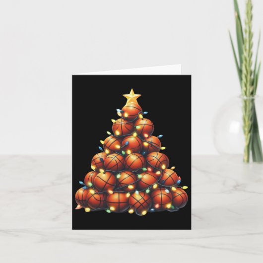 Basketball Weihnachtsbaum Karte (Vorderseite)