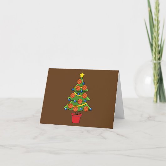 Basketball Weihnachtsbaum Karte (Vorderseite)