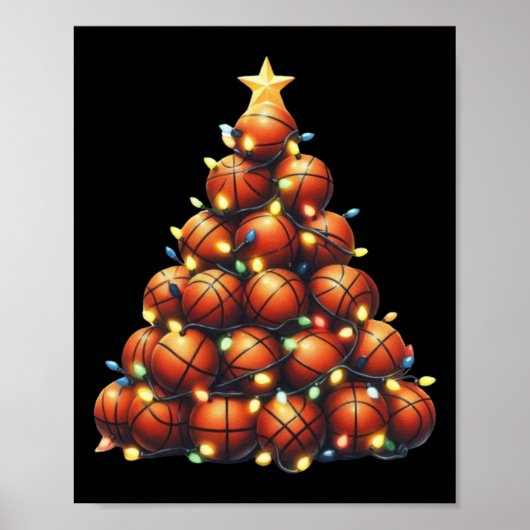 Basketball Weihnachtsbaum Poster (Vorne)