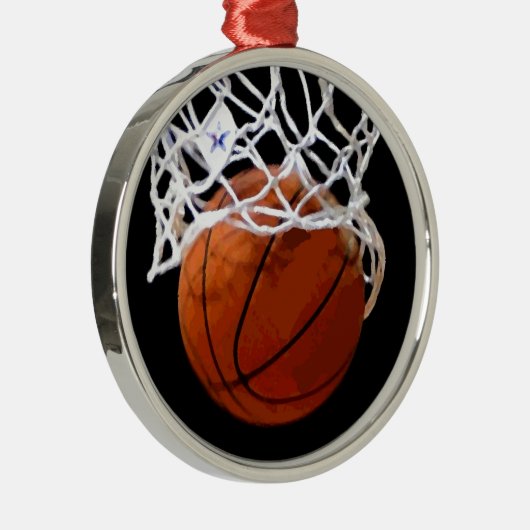 Basketball Weihnachtsbaum Silbernes Ornament (Rechts)