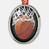 Basketball Weihnachtsbaum Silbernes Ornament (Links)