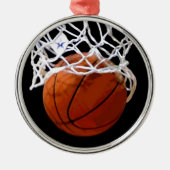 Basketball Weihnachtsbaum Silbernes Ornament (Vorne)