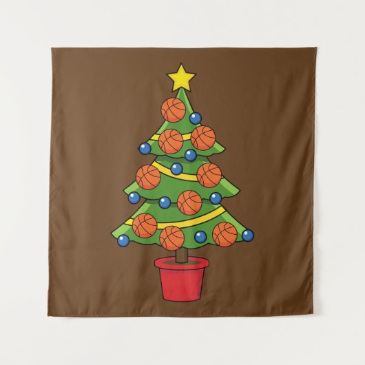 Basketball Weihnachtsbaum Wandteppich (Vorderseite)