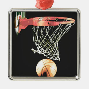 Basketball-Weihnachtsdekorationen Silbernes Ornament