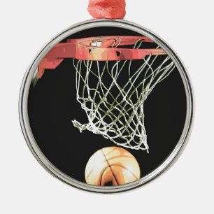 Basketball-Weihnachtsdekorationen Silbernes Ornament