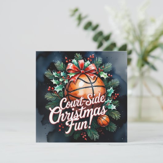 Basketball Weihnachtsgeschenk Feiertagskarte (Stehend Vorderseite)