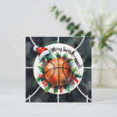 Basketball Weihnachtsgeschenk Feiertagskarte (Stehend Vorderseite)