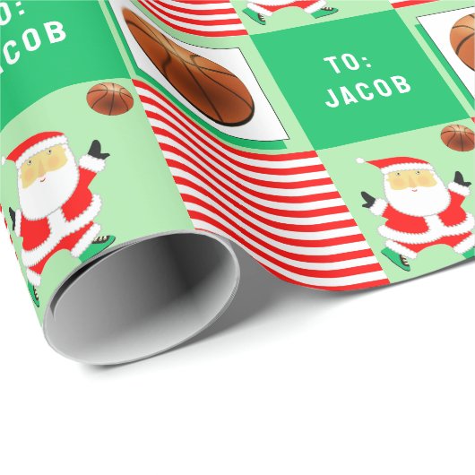 Basketball Weihnachtsgeschenk Geschenkpapier (Rolleneckpunkt)