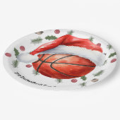 Basketball Weihnachtsgeschenk Pappteller (Schrägansicht)