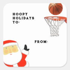 Basketball Weihnachtsgeschenke Tags Quadratischer Aufkleber