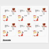 Basketball Weihnachtsgeschenke Tags Quadratischer Aufkleber (Blatt)