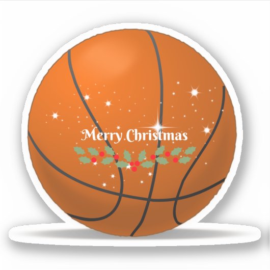 Basketball Weihnachtsgrüße Aufkleber (Vorderseite)