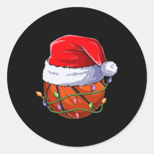 Basketball Weihnachtsjunge Bekleidung Runder Aufkleber