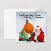 Basketball Weihnachtskarte mit Weihnachtsmann Feiertagskarte (Vorne/Hinten)