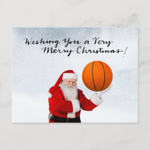 Basketball Weihnachtskarte mit Weihnachtsmann Feiertagspostkarte