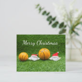 Basketball Weihnachtskarte mit Weihnachtsmann Postkarte (Stehend Vorderseite)