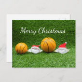 Basketball Weihnachtskarte mit Weihnachtsmann Postkarte (Vorne/Hinten)