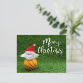Basketball Weihnachtskarte mit Weihnachtsmann Postkarte (Stehend Vorderseite)